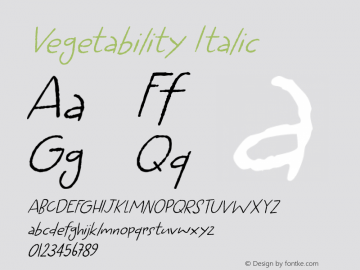 Vegetability Italic Version 1.000图片样张