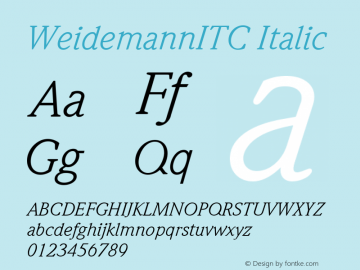 WeidemannITC Italic Version 001.000 Font Sample
