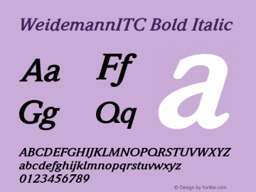 WeidemannITC Bold Italic Version 001.000 Font Sample