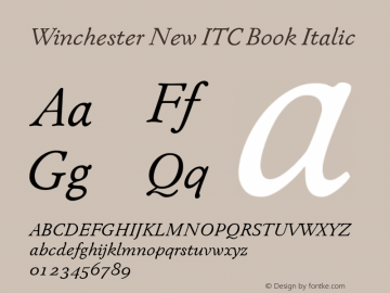 Winchester New ITC Book Italic Version 001.001 Font Sample