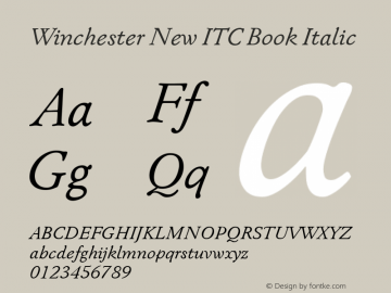 Winchester New ITC Book Italic Version 001.001 Font Sample