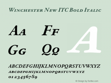 Winchester New ITC Bold Italic Version 001.001 Font Sample