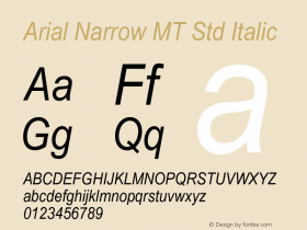 ArialNarrowMTStd-Italic Version 1.000 Build 1000图片样张