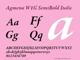 Agmena W1G SemiBold Italic Version 1.00图片样张