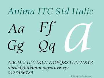 AnimaITCStd-Italic Version 1.00图片样张