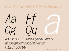 Franklin Narrow ITC Std Thin Italic Version 1.01图片样张