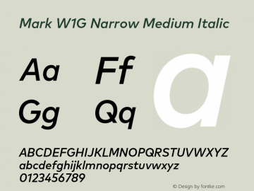 Mark W1G Narrow Medium Italic Version 1.00, build 8, g2.6.4 b1272, s3图片样张