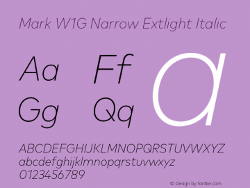 Mark W1G Narrow Extlight Italic Version 1.00, build 8, g2.6.4 b1272, s3图片样张