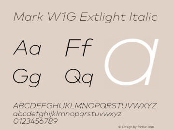 Mark W1G Extlight Italic Version 1.00, build 8, g2.6.4 b1272, s3图片样张