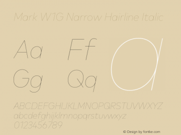 Mark W1G Narrow Hairline Italic Version 1.00, build 8, g2.6.4 b1272, s3图片样张