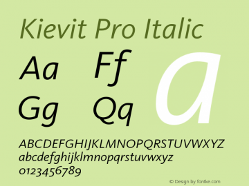 Kievit Pro Italic Version 7.700, build 1040, FoPs, FL 5.04图片样张