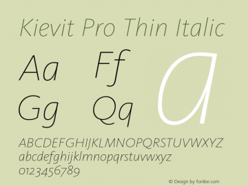 Kievit Pro Thin Italic Version 7.700, build 1040, FoPs, FL 5.04图片样张