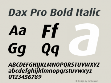 Dax Pro Bold Italic Version 7.504; 2005; Build 1025图片样张