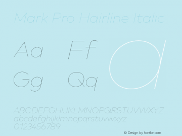 Mark Pro Hairline Italic Version 7.60图片样张