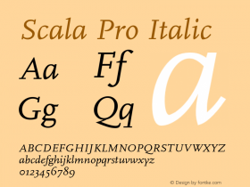 Scala Pro Italic Version 7.600, build 1027, FoPs, FL 5.04图片样张