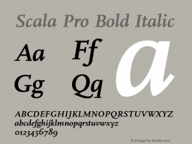 Scala Pro Bold Italic Version 7.600, build 1027, FoPs, FL 5.04图片样张