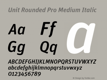 Unit Rounded Pro Medium Italic Version 7.600, build 1027, FoPs, FL 5.04图片样张