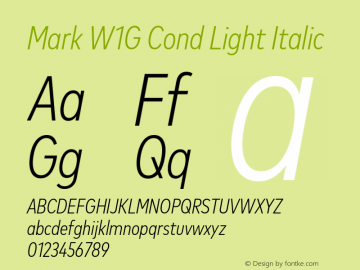 Mark W1G Cond Light Italic Version 1.00, build 9, g2.6.4 b1272, s3图片样张