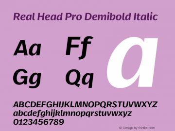 Real Head Pro Demibold Italic Version 7.70图片样张