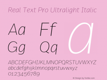 Real Text Pro Ultralight Italic Version 7.70图片样张