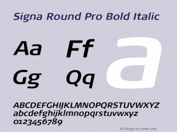 Signa Round Pro Bold Italic Version 7.504; 2017; Build 1031图片样张