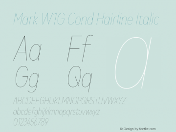 Mark W1G Cond Hairline Italic Version 1.00, build 9, g2.6.4 b1272, s3图片样张