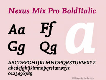 Nexus Mix Pro Bold Italic Version 7.600, build 1027, FoPs, FL 5.04图片样张