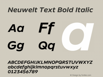 Neuwelt Text Bold Italic Version 1.00, build 19, g2.6.2 b1235, s3图片样张