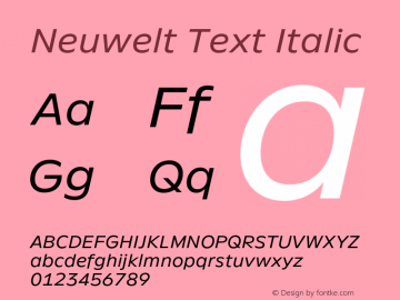 Neuwelt Text Italic Version 1.00, build 19, g2.6.2 b1235, s3图片样张