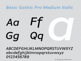 BasicGothicPro-MediumItalic Version 7.504; 2010; Build 1002图片样张