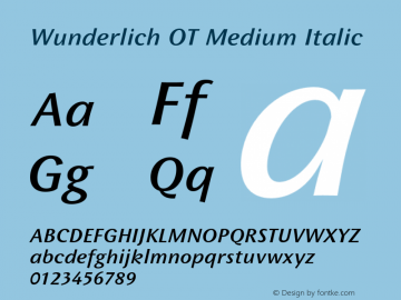 WunderlichOT-MediumItalic Version 7.504; 2007; Build 1002图片样张