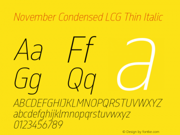 November Condensed LCG Thin Italic Version 2.067图片样张