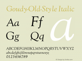 Goudy-Old-Style Italic Converted from c:\word\truetype\polices\GOUDYOI.TF1 by ALLTYPE图片样张