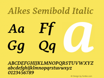 Alkes Semibold Italic Version 1.000; ttfautohint (v1.8)图片样张