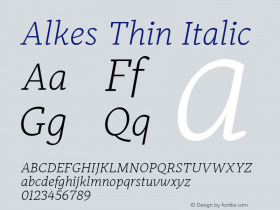 Alkes Thin Italic Version 1.000; ttfautohint (v1.8)图片样张