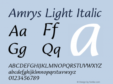 Amrys Light Italic Version 1.10图片样张