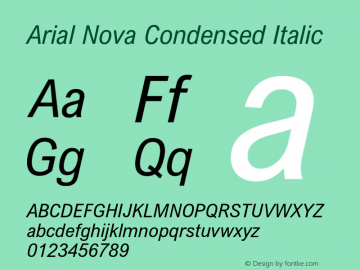 Arial Nova Cond Italic Version 1.12图片样张