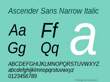 Ascender Sans Narrow Italic Version 1.00图片样张