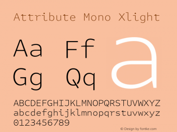 Attribute Mono Xlight Version 7.601, build 1028, FoPs, FL 5.04图片样张