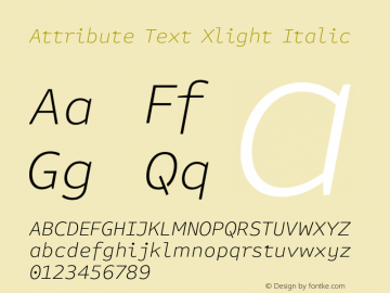 Attribute Text Xlight Italic Version 7.601, build 1028, FoPs, FL 5.04图片样张