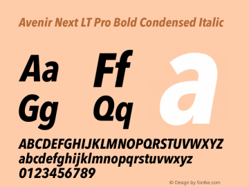 Avenir Next LT Pro Bold Condensed Italic Version 3.00图片样张