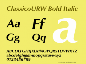ClassicoURW Bold Italic Version 1.00图片样张