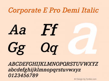 CorporateEPro-DemiItalic Version 1.000;PS 1.40;hotconv 1.0.57;makeotf.lib2.0.21895图片样张