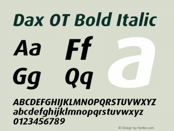 Dax OT Bold Italic Version 7.504; 2017; Build 1028图片样张