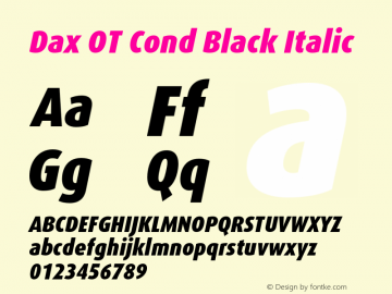 Dax OT Cond Black Italic Version 7.504; 2006; Build 1022图片样张