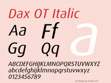 Dax OT Italic Version 7.504; 2005; Build 1025图片样张