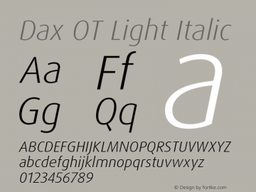 Dax OT Light Italic Version 7.504; 2017; Build 1027图片样张