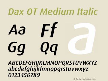 Dax OT Medium Italic Version 7.504; 2005; Build 1025图片样张