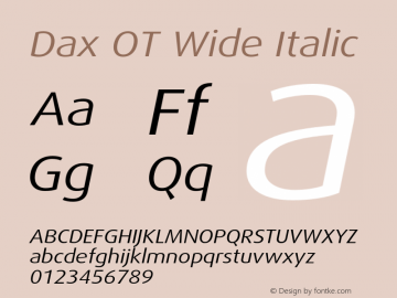 Dax OT Wide Italic Version 7.504; 2006; Build 1022图片样张
