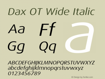 Dax OT Wide Italic Version 7.504; 2017; Build 1023图片样张